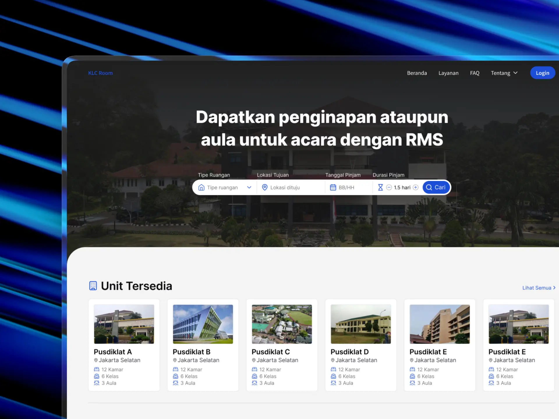 KLC Rooms - IDN Ministry of Finance Unit Room Management System